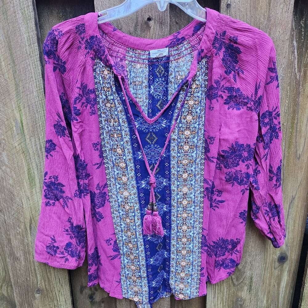 GUC Women's XL Mason & Belle Peasant Top vneck popover top